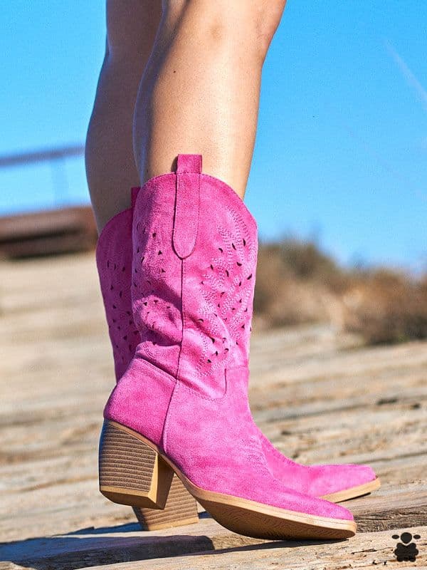 Botines cowboy mujer fucsia