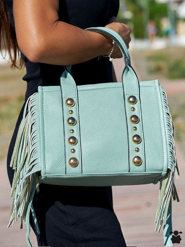 Bolso Bohemio Flecos Turquesa