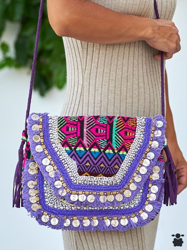 Bolso Bohemio Monedas Morado