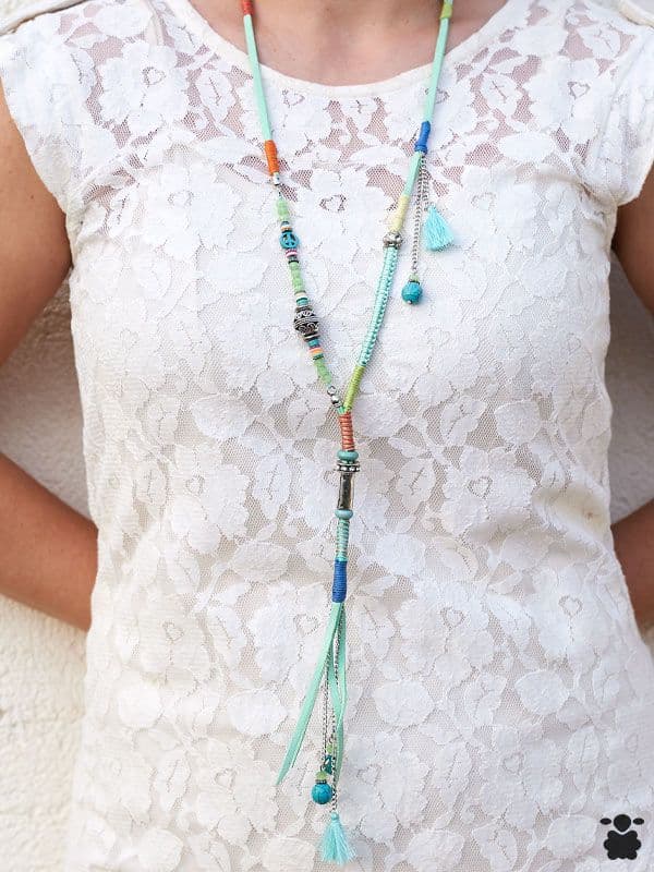 Colgante bohemio marbella turquesa