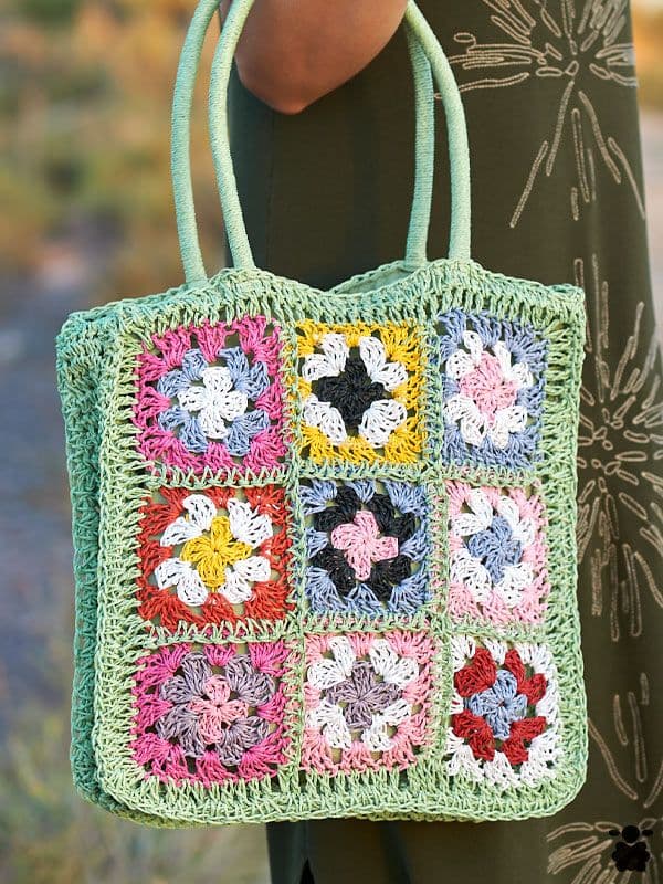 Bolso de Rafia Flores Verde
