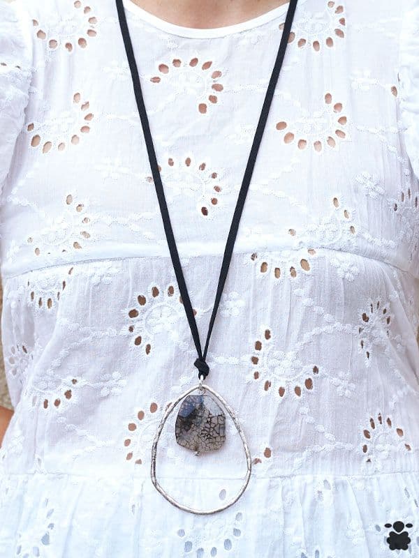 Colgante boho piedra gris