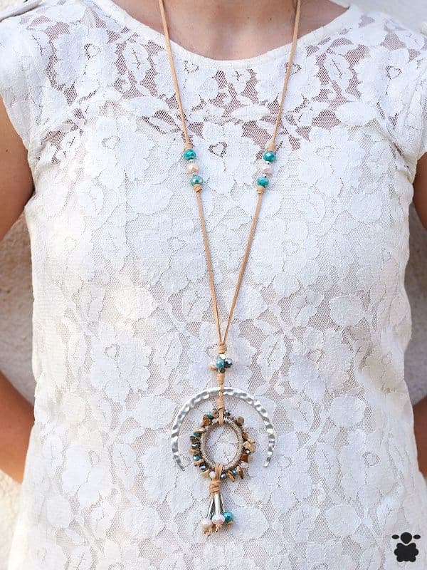 Colgante boho verde turquesa