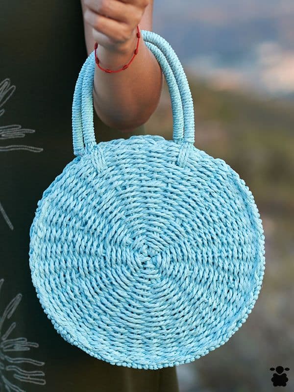 Bolso de Rafia Celeste Redondo