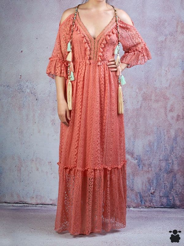 Vestido largo boho coral boem