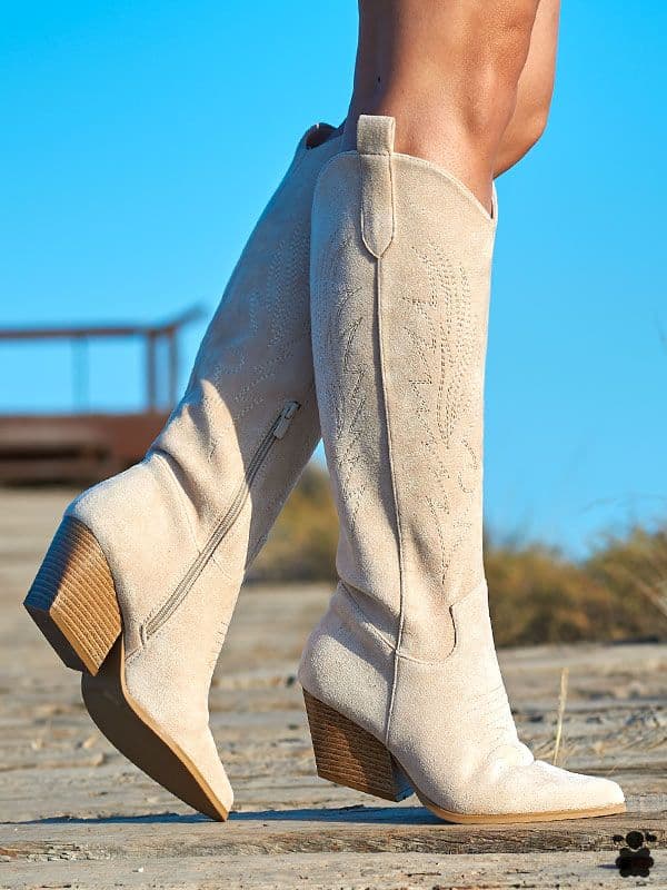 Bota alta cowboy Roca beige