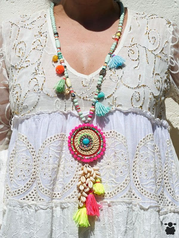 Colgante boho Nava fucsia
