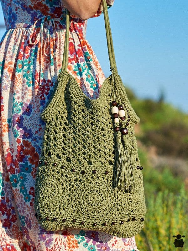 Bolso boho macramé verde