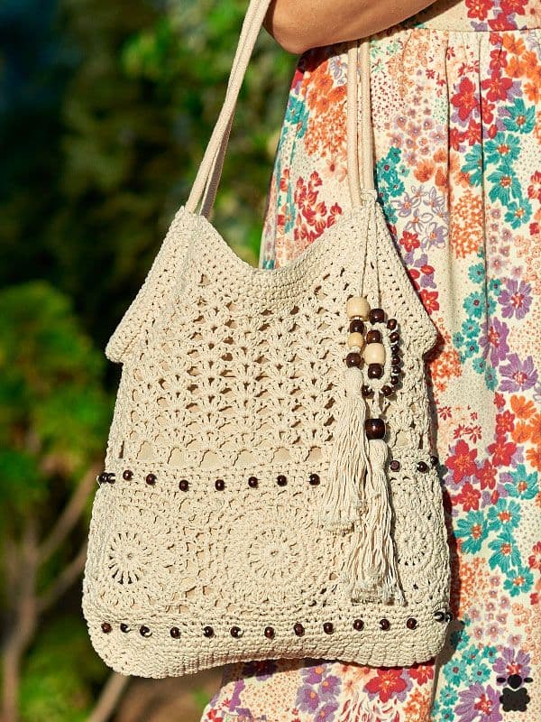 Bolso boho macramé beige
