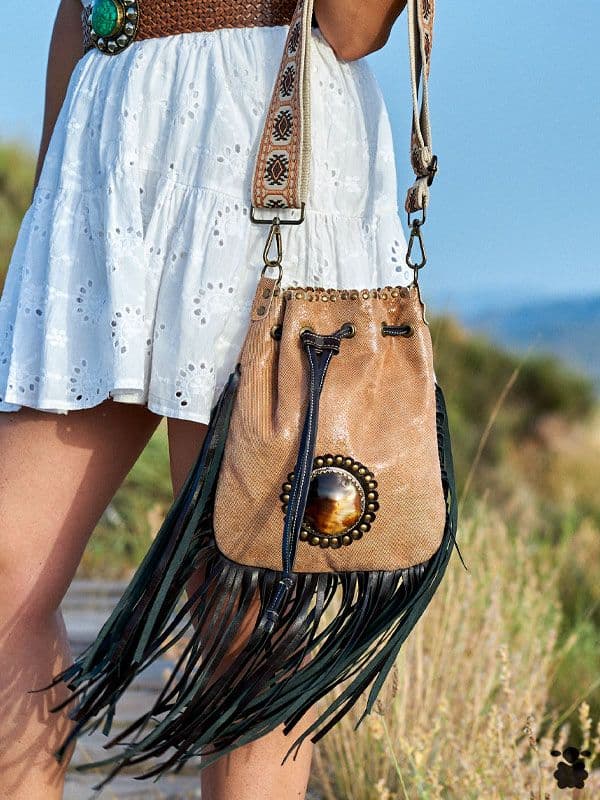 Bandolera boho Luna camel