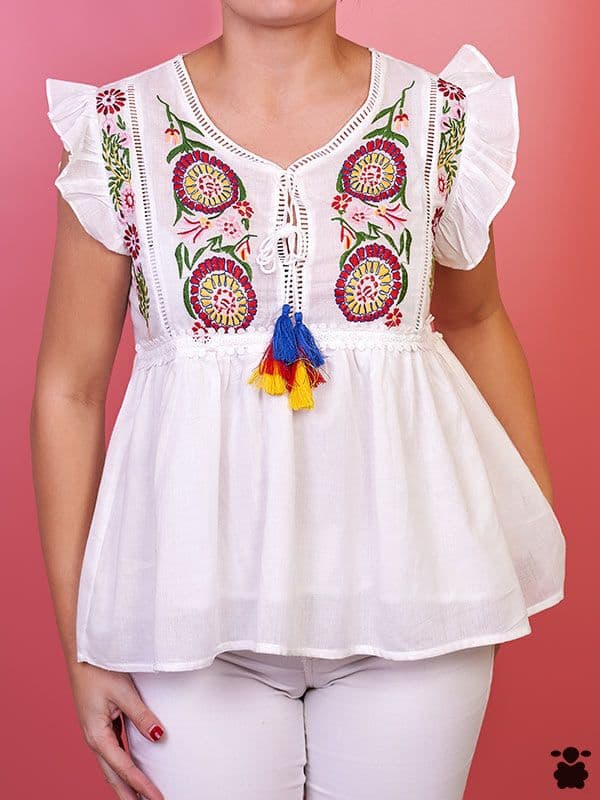 Camiseta blanca boho genuí