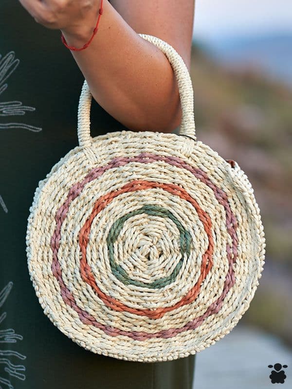 Bolso Rafia Beige Colores Redondo