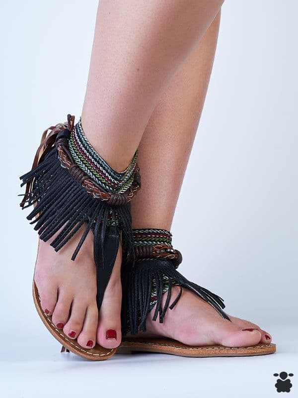 Sandalias Boho Flamenco Negro