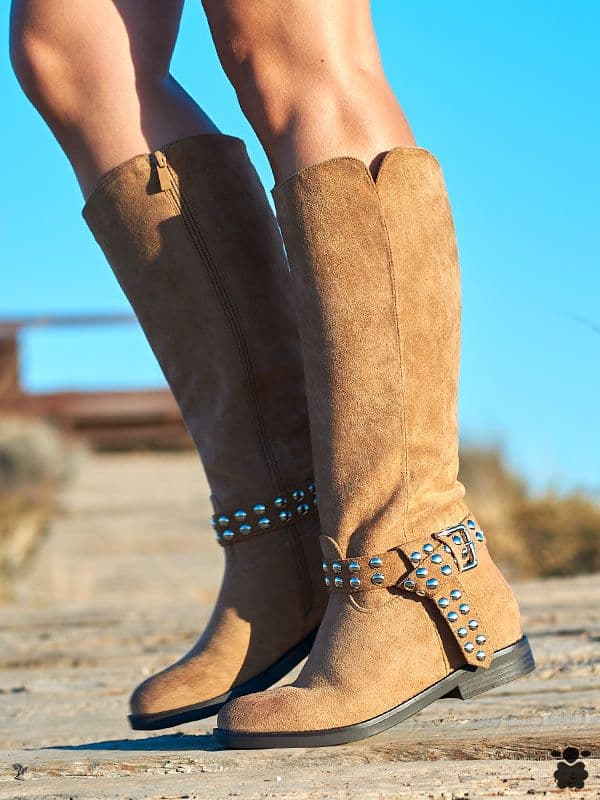 Botas altas boho Aida kaki