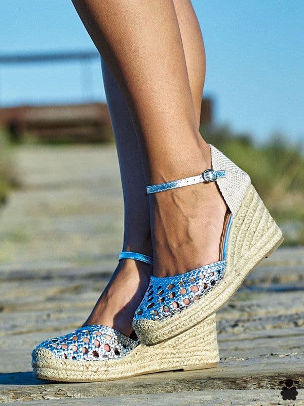 Sandalias cuñas Santamaria plata