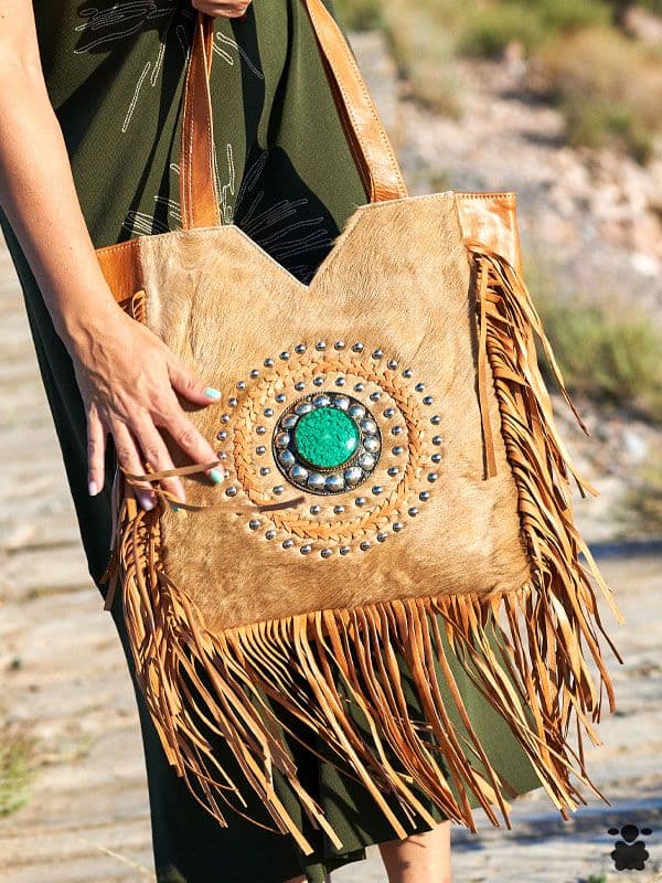 Bolso Bohemio camel de piel canela