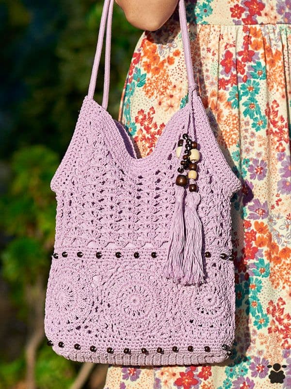 Bolso boho macramé morado