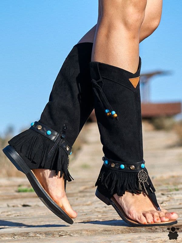 Botas sandalias Verano Joyas negro