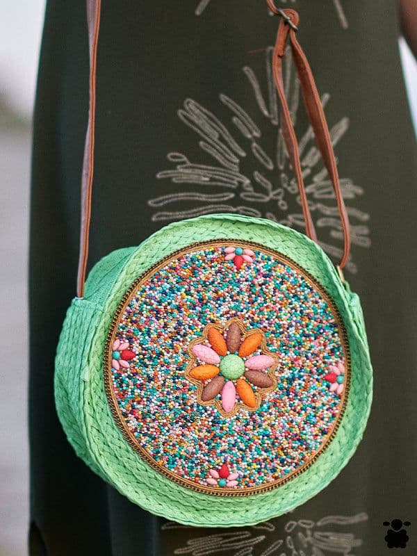 Bolso Rafia Étnico Verde