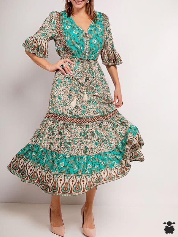 Vestido boho Paz verde