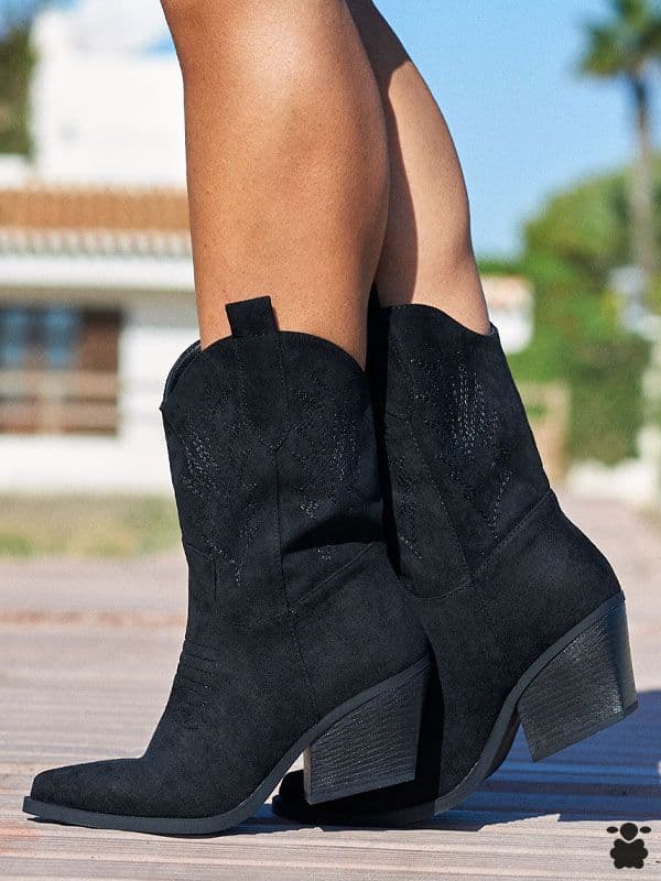 Botines cowboy negros mujer