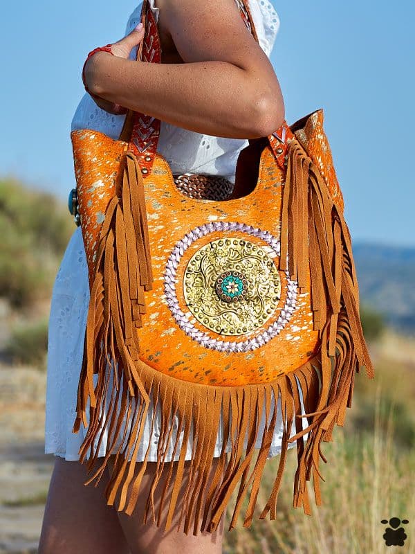 Bolso boho artístico naranja
