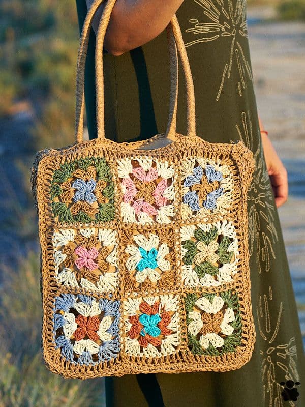 Bolso de Rafia Flores camel