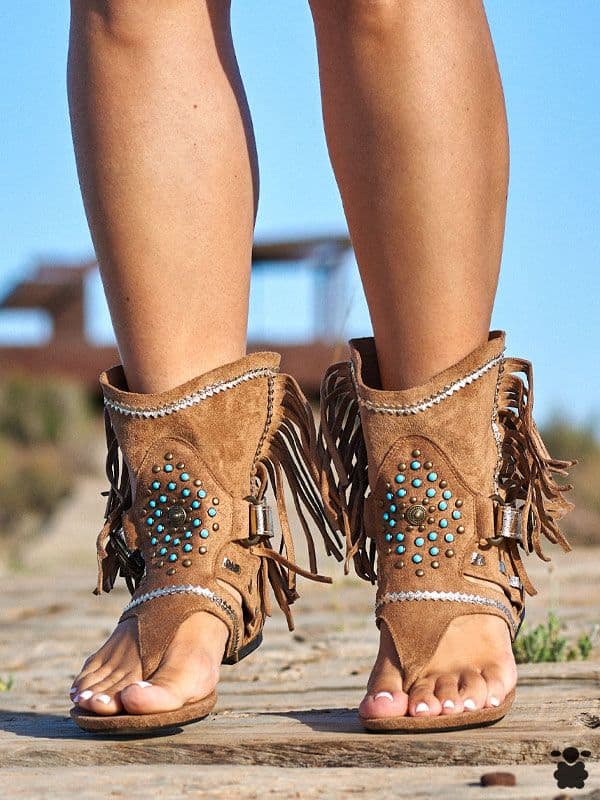 Sandalias boho Pedrería camel