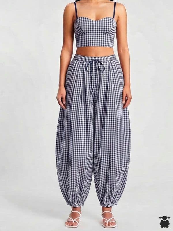 Conjunto Vichy Azul Marino