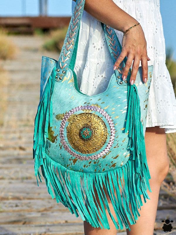 Bolso boho artístico azul