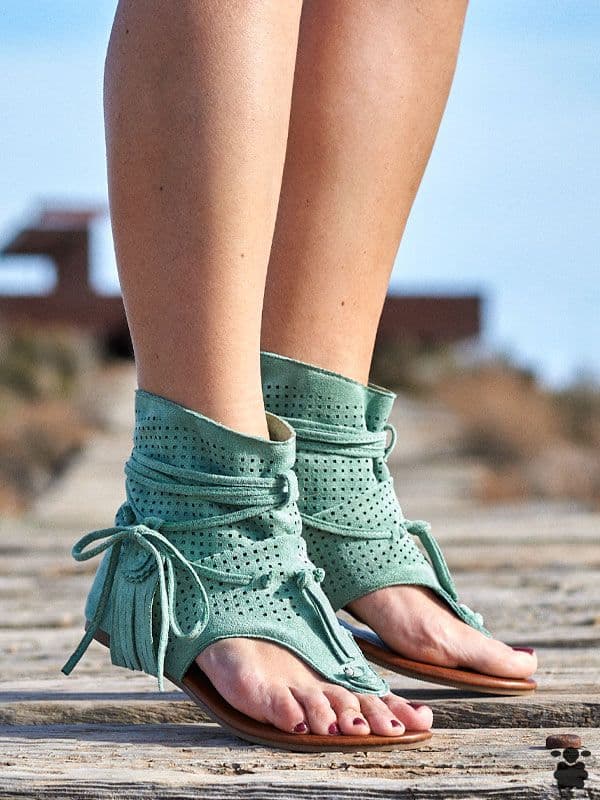 Sandalias boho chic Amería verde