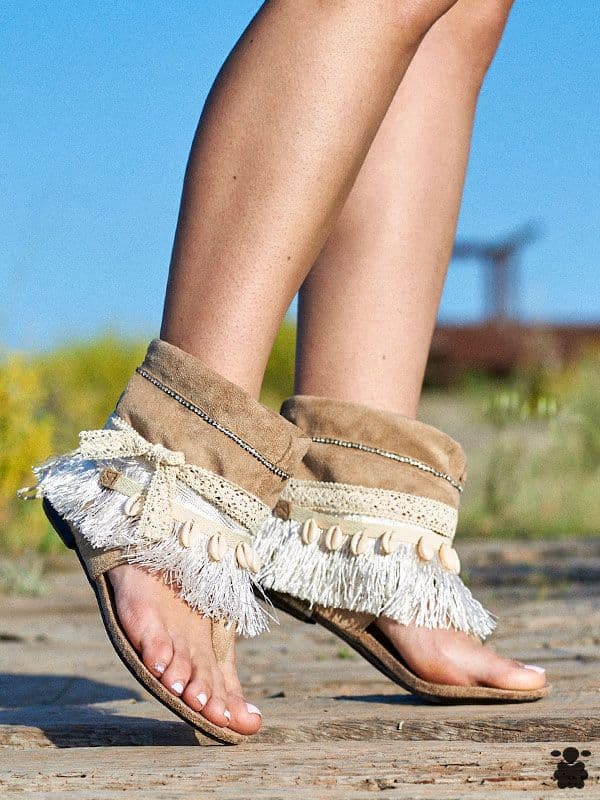 Sandalias boho Anoz beige