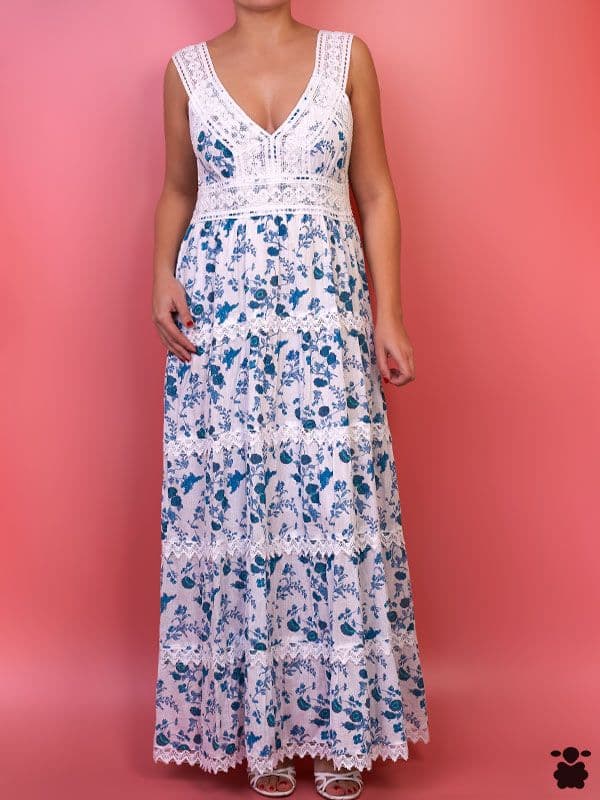Vestido largo boho chic azul