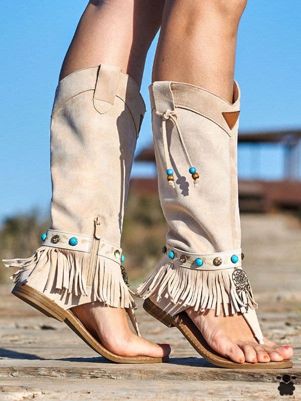 Botas sandalias Verano Joyas beige