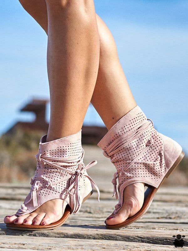 Sandalias boho chic Amería rosa