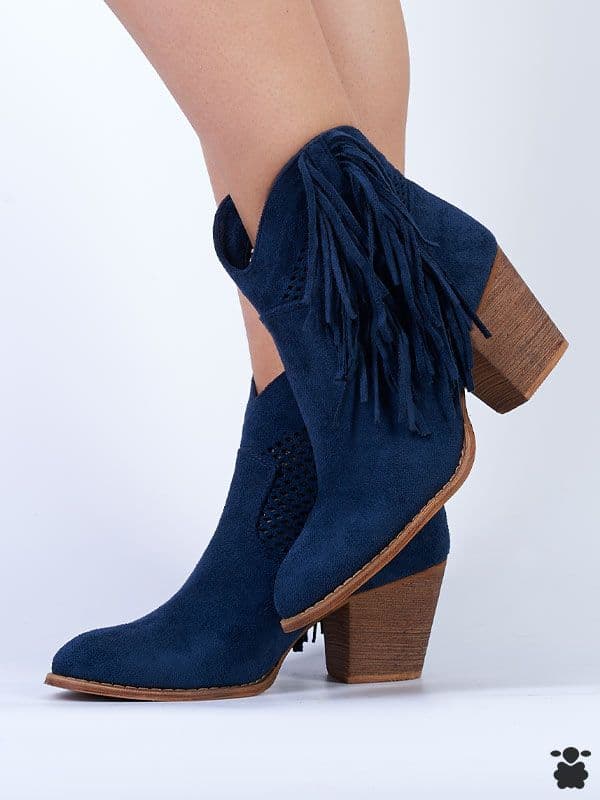 Botines camperos boho Gavina azul