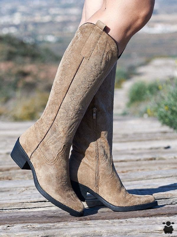 Botas altas cowboy Turey beige