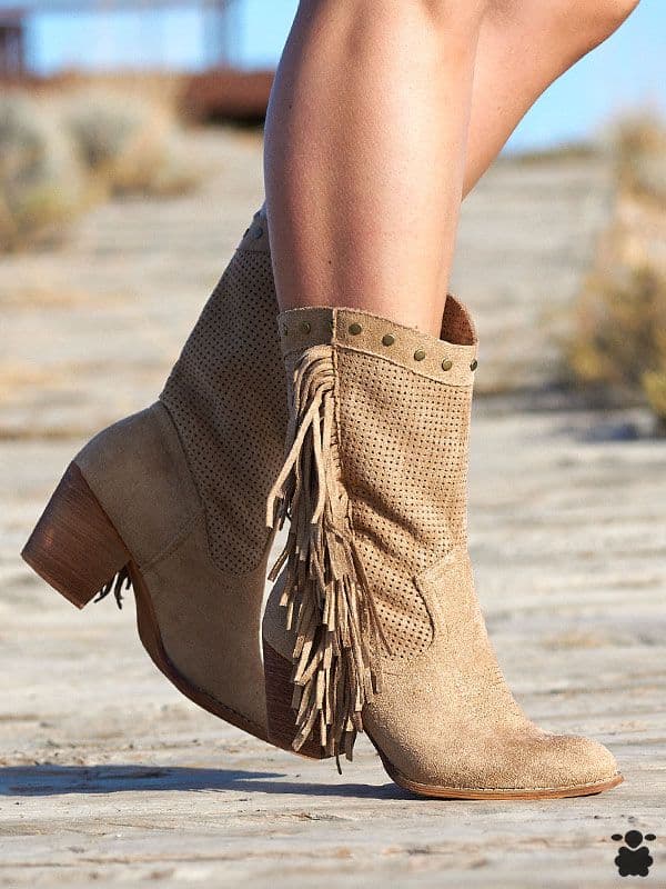 Botas altas boho azaka beige
