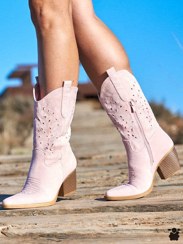 Botines cowboy mujer rosa