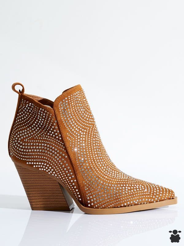 Botines Cowboy Pedrería camel