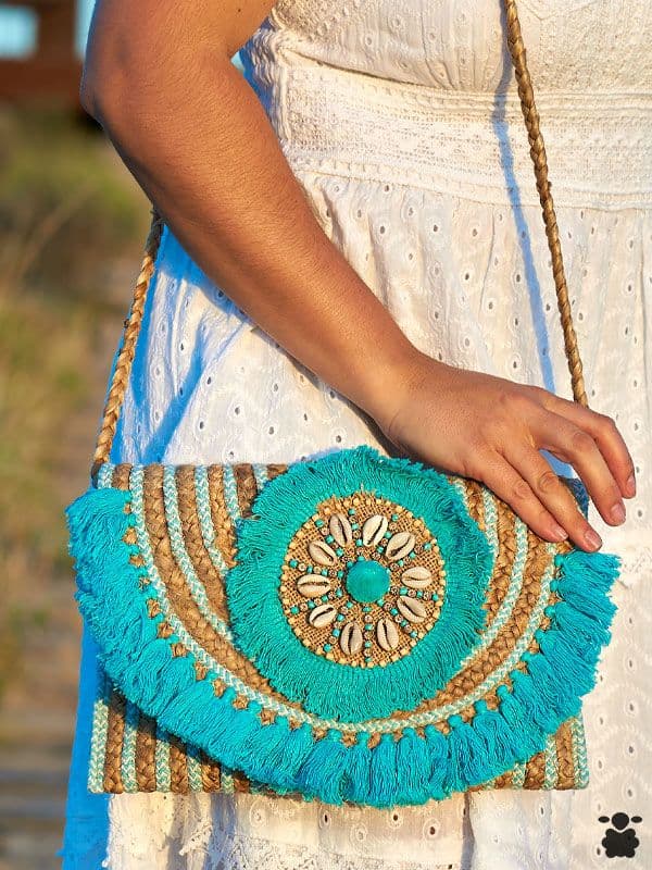 Bolso boho chic mar azul