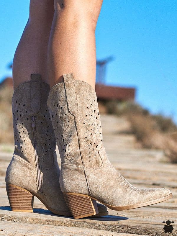 Botines cowboy mujer caqui