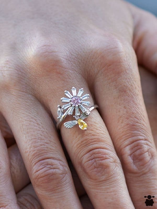Anillo Boho Margarita y Abeja
