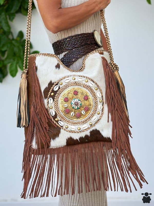 Bolso Boho Piel Tumbao Blanco
