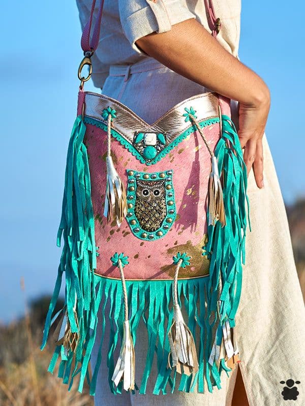 Bolso boho buho piel