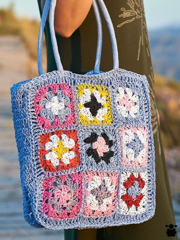 Bolso de Rafia Flores azul