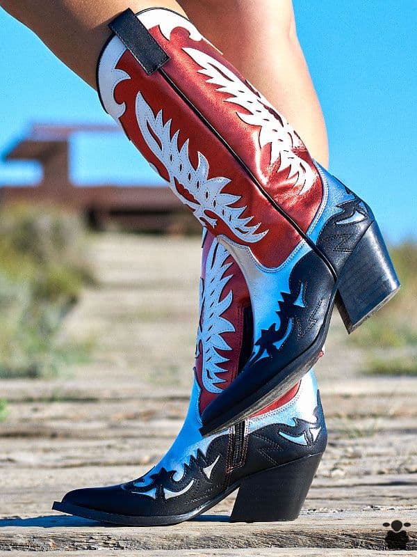 Botas cowboy rojo plata y negro Aravaca