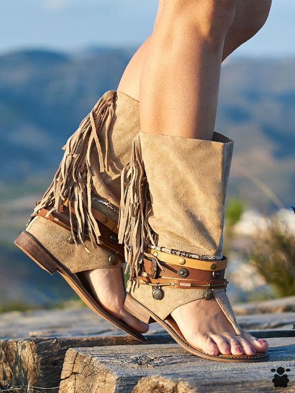 Sandalias altas boho Lara beige