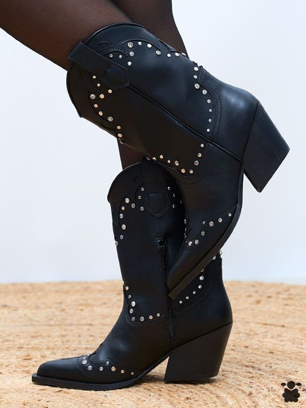 Botas cowboy brillantes negras