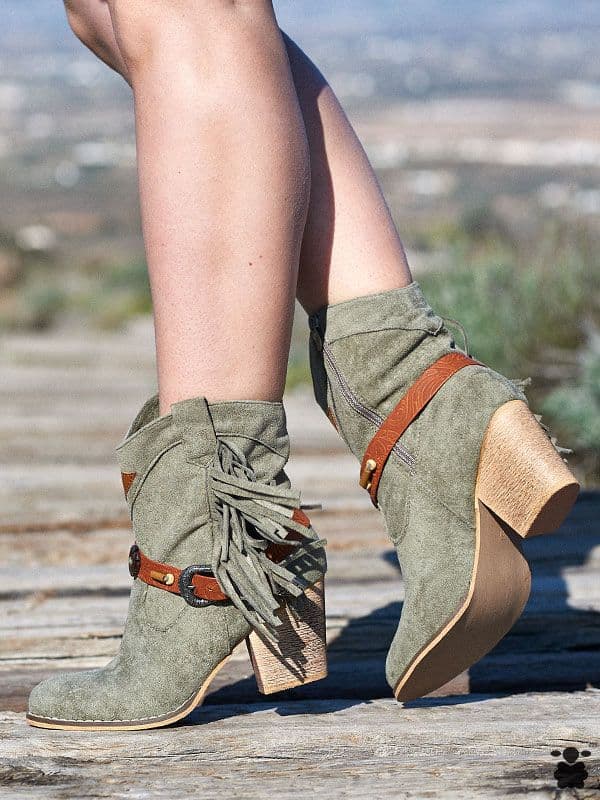 Botines boho Pomb verde